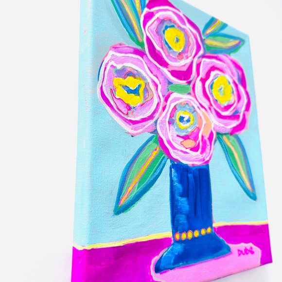 Original Painting Abstract Collectible Floral Still Life 8"x10" One of a Kind - Picture 4 of 6